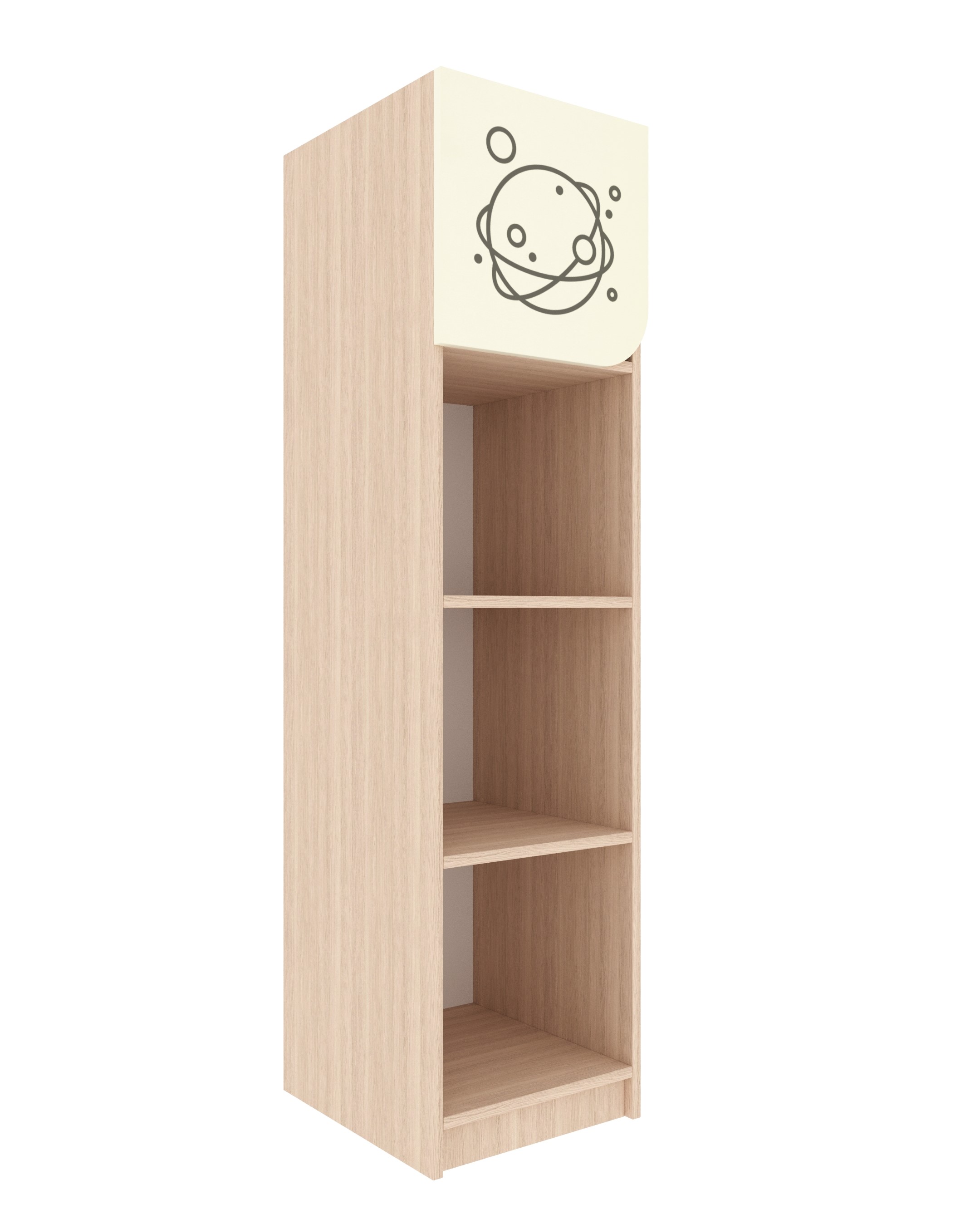 Універсальна напівзакрита стінка з фотодруком "Таємничий всесвіт" елемент №2, матеріал корпусу - ЛДСП, для зберігання дитячих речей, АЛМАНТ, 356х400х1400 мм.